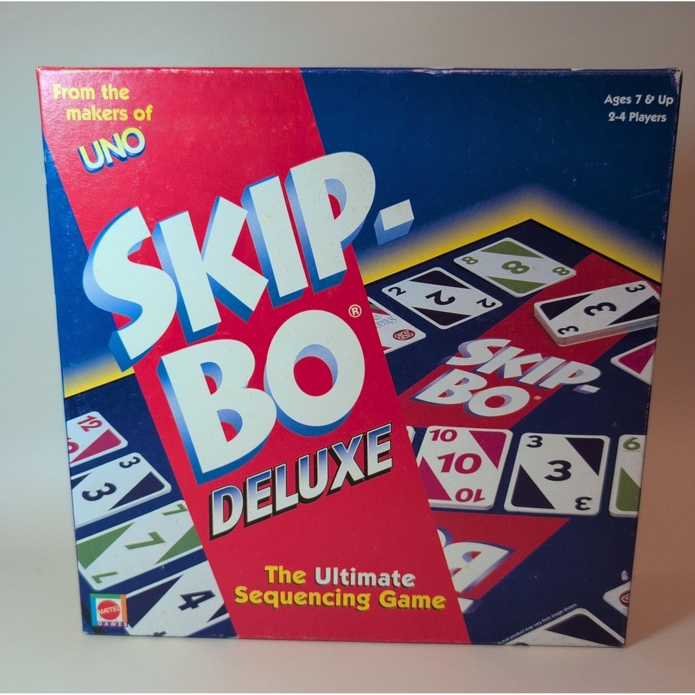 Mattel Skip-Bo Deluxe Board Game 2001 Complete Sequencing Game 43170 Italy EUC